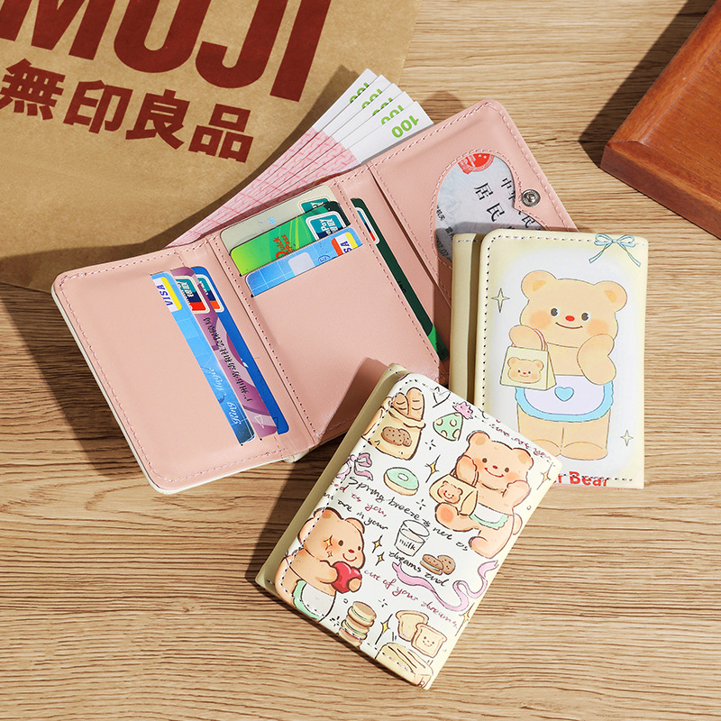 2024 New model factory direct sale Thai Butter Bear 30% off Wallet, Cute Academy Women's Wallet Card case 2-in-one full figure