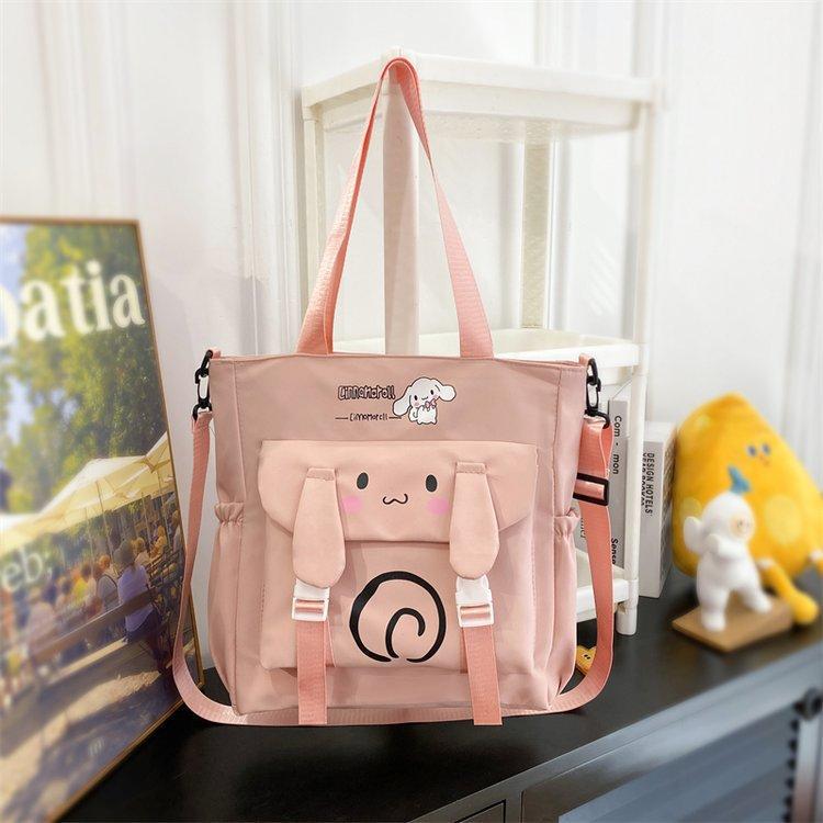 Foreign trade women's bag, large capacity bucket bag, 2024 new style nylon fabric cute cartoon dog shoulder bag, crossbody bag undefined
