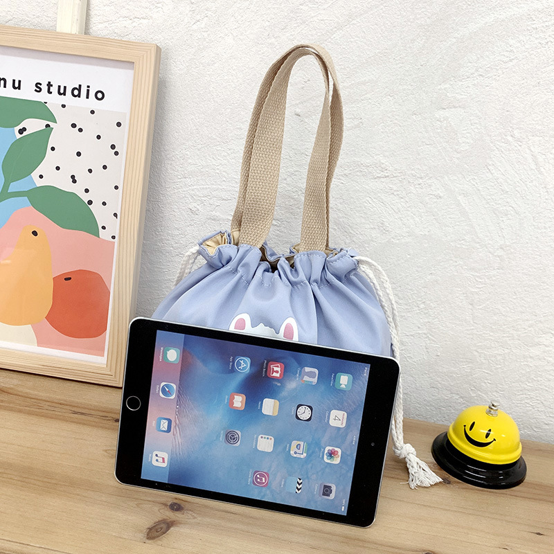New cute hand-held bento bag, handbag, female office worker lunch box bag with lunch bag, student hand-held bag bento box Specification drawing