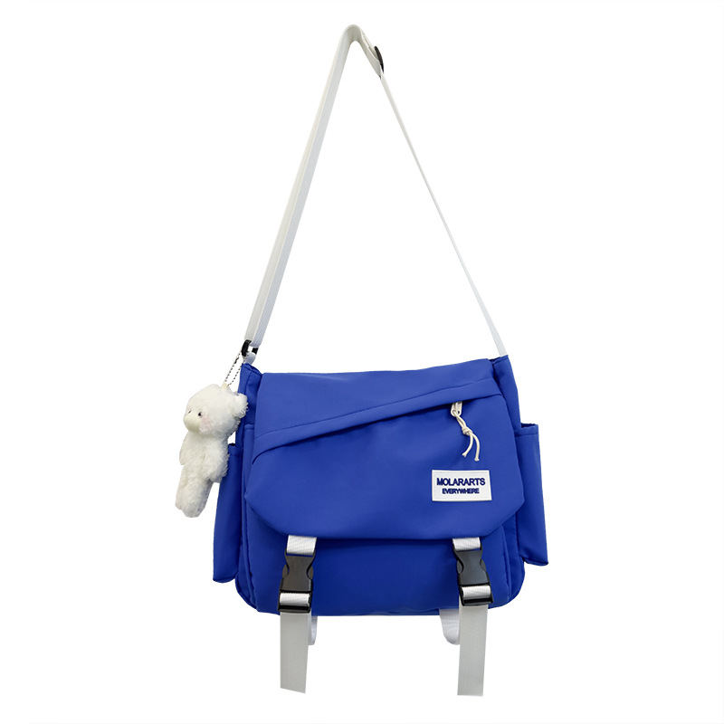 ins streetwear single-shoulder bag, men's student large-capacity summer backpack, crossbody bag, casual Japanese-style workwear messenger bag Item Picture