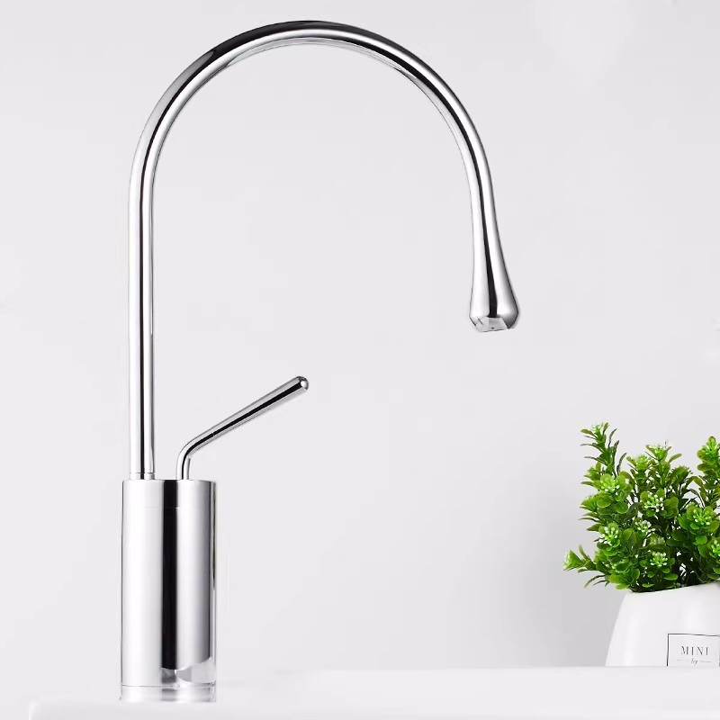 Copper washbasin, cold and hot water faucet, washbasin, black washbasin, countertop basin, bathroom cabinet faucet, white water drop faucet details Picture