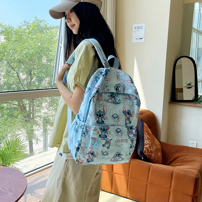 New cross-border Teddy backpack, large-capacity fashionable travel backpack for girls, printed nylon schoolbag for junior high school students details Picture