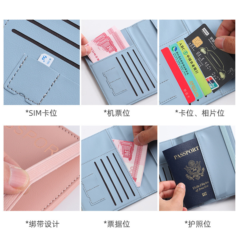 In-stock Amazon pu leather passport case, rfid multi-card multi-functional passport holder, passport holder Specification drawing