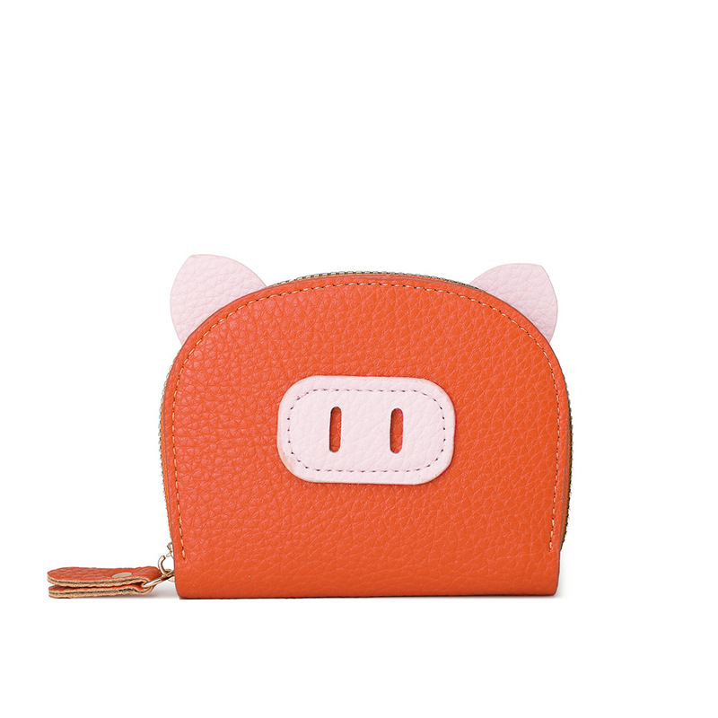 【 In Stock 】2024 New short PU wallet with lychee pattern, cartoon multi-compartment women's organ card case and card holder Item Picture