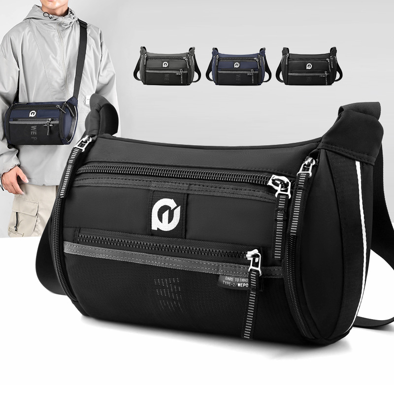 WEPOWER trendy men's casual waterproof chest bag, multi-pocket large capacity single-shoulder crossbody bag, outdoor chest bag full figure
