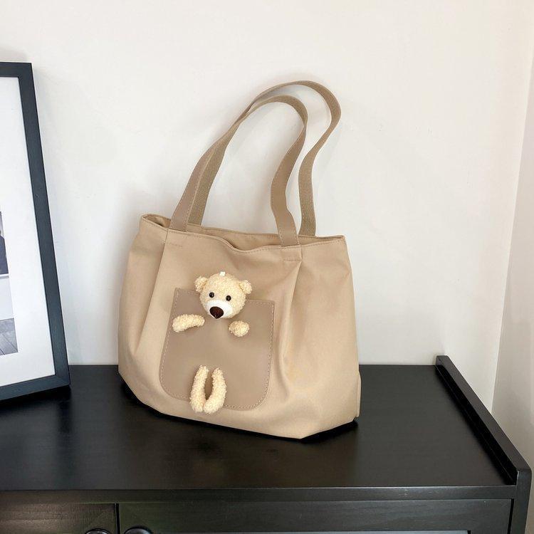 Japanese-style casual large-capacity nylon single-shoulder bear girls' bag, new autumn and winter crossbody bag, cute girl tote bag undefined