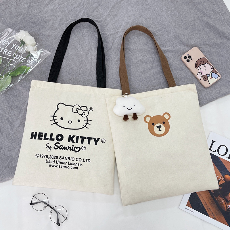The 2022 new trendy women's canvas bag, a retro and cute student ulzzang canvas bag for women full figure