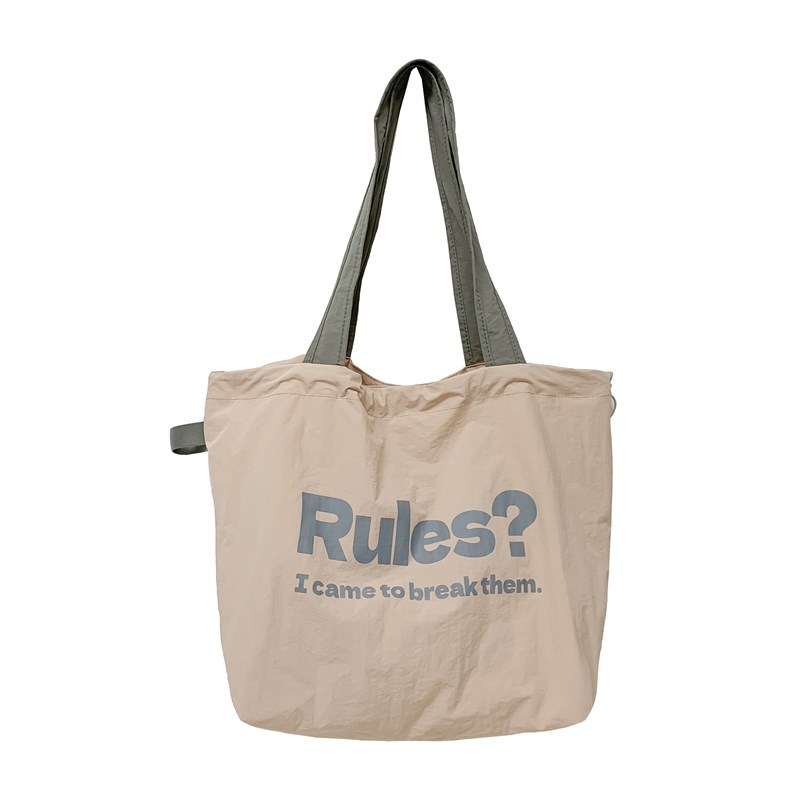 Fashionable and simple letter print large-capacity tote bag 2025 new style contrasting color versatile drawstring pleated single-shoulder bag Item Picture