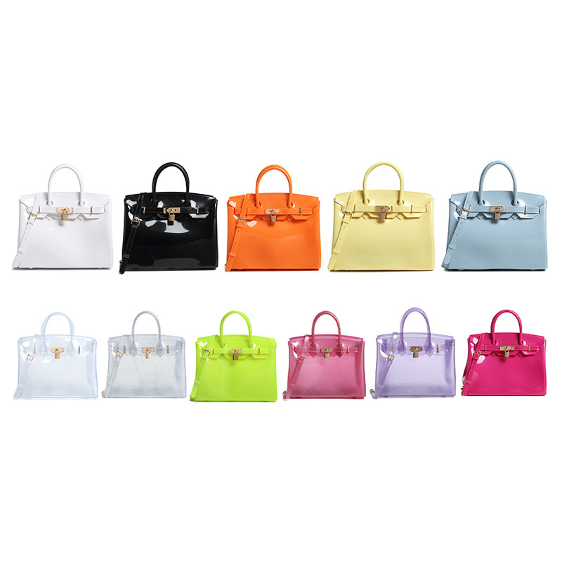 PVC jelly bag for women's cross-border trade, new transparent platinum bag, large-capacity single-shoulder handbag, beach bag details Picture