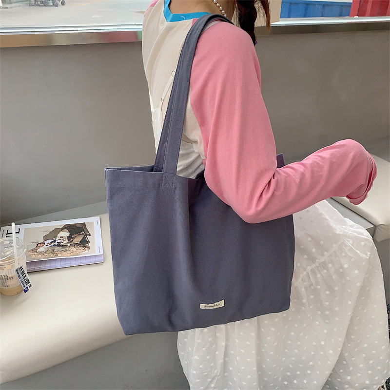 3742 New Tote bag, women's canvas bag, commuter bag, women's student shoulder bag, class bag, large capacity, solid color version Specification drawing