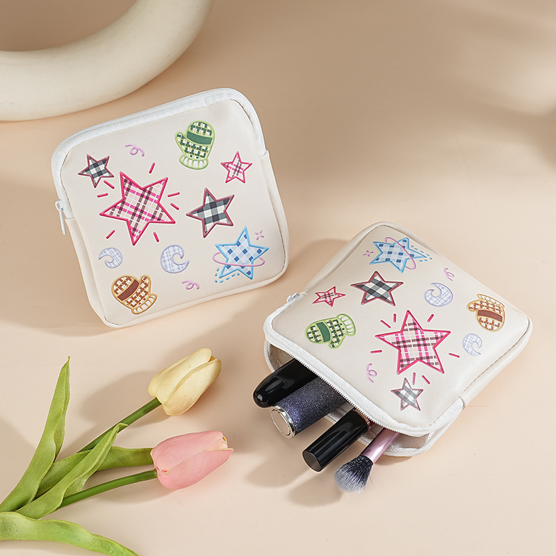 New sanitary napkin storage bag, monthly care small bag, student portable, cute girl canvas star storage bag full figure