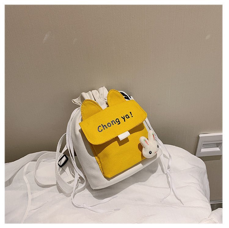 Korean campus fresh and cute cartoon rabbit bucket bag, color-blocking small bag, versatile casual single-shoulder crossbody bag undefined