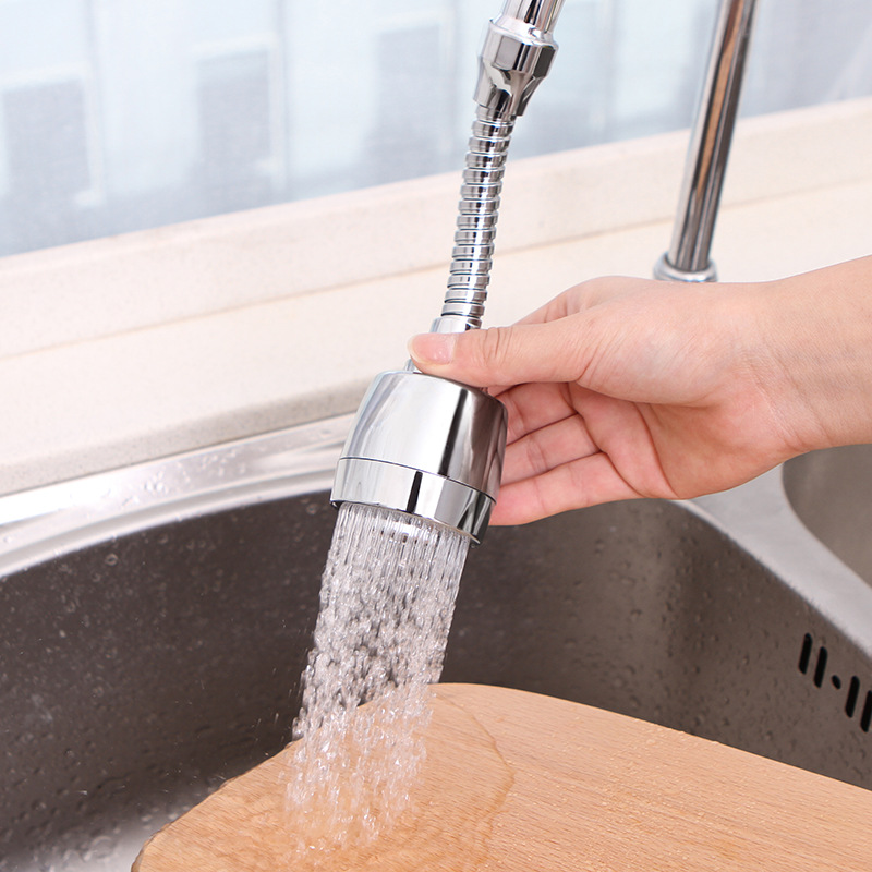 Metallic color anti-splash head extender for faucets, universal tap water shower head, water-saving, rotatable filter nozzle full figure