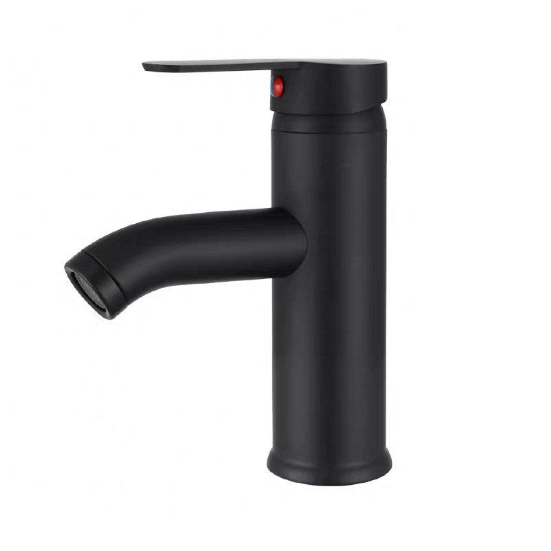 Stainless steel hot and cold water faucets, European-style black countertop basin, washbasin faucet, bathroom basin faucet Item Picture
