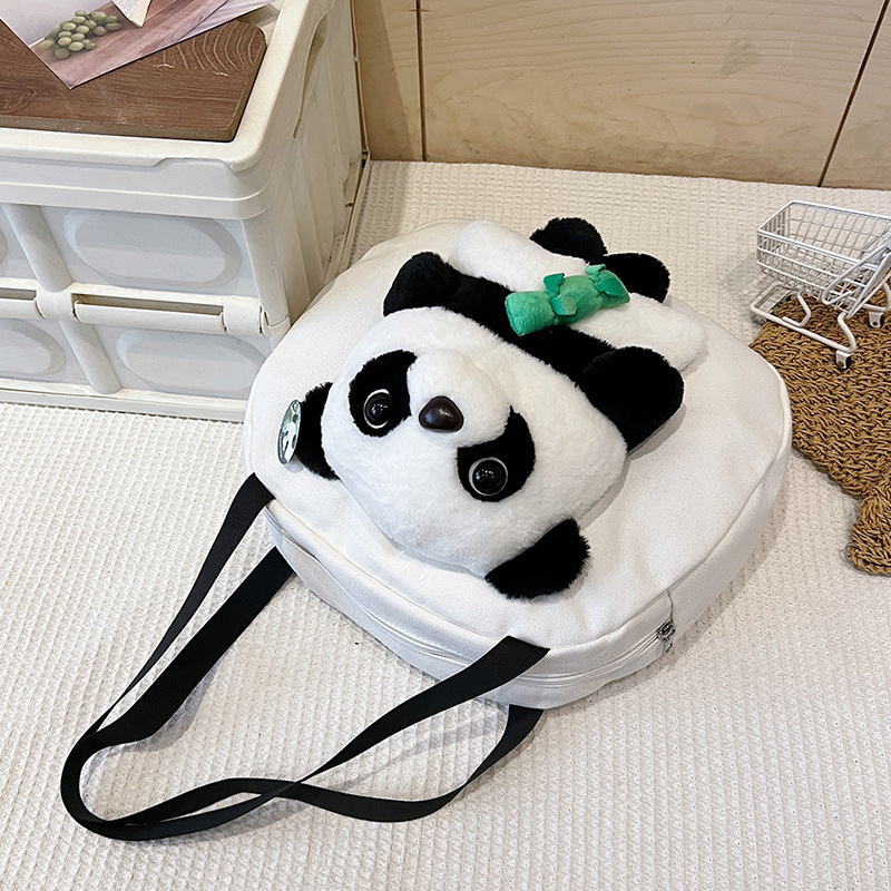 Korean cartoon, cute and girlish, plush red panda single-shoulder bag, large-capacity handbag for women, canvas bag for college students Application Scenario