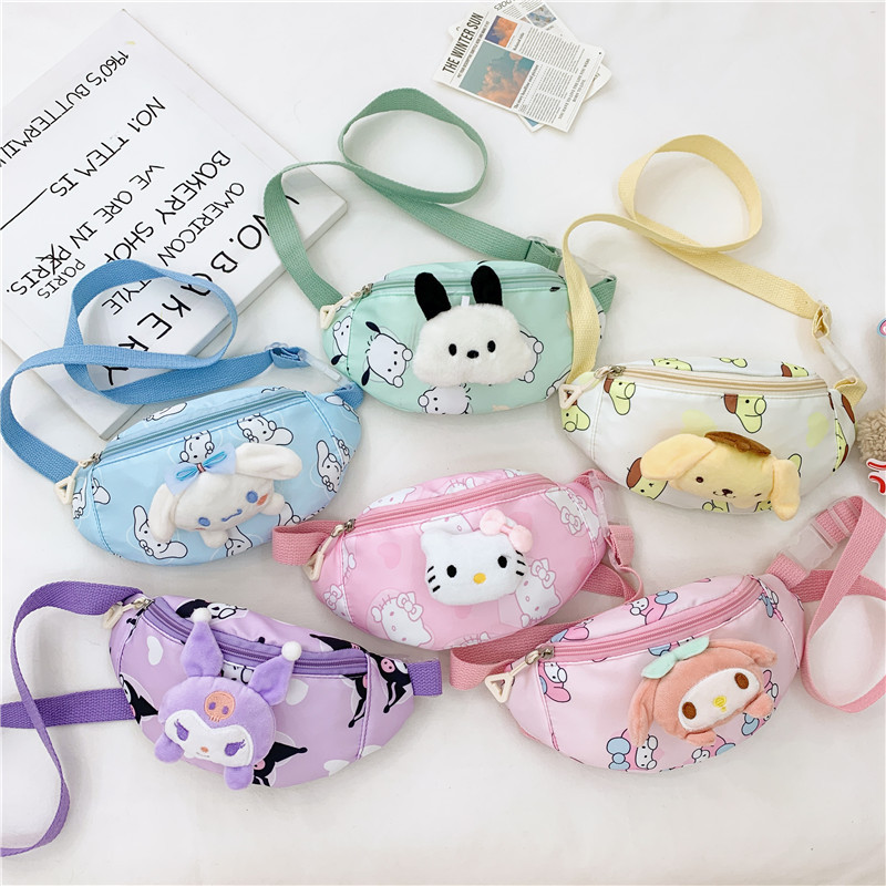 Cartoon cute children's single-shoulder crossbody bag 2023 Autumn/winter collection for boys and girls, small chest bag, casual waist bag for going out full figure