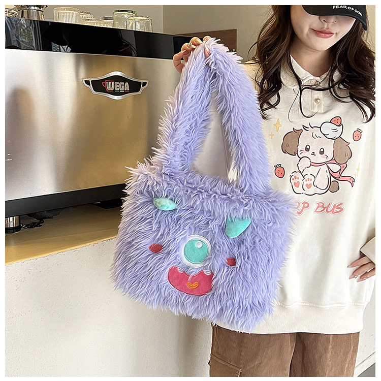Plush toys, children's cartoon backpack, single-shoulder crossbody bag, girl's handbag, cute strawberry bear, Dingdang cat, versatile undefined