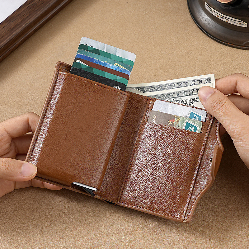 Anti-magnetic rfid automatic pop-up bank card, bus card holder, metal aluminum shell card case, wallet for foreign trade supply Specification drawing
