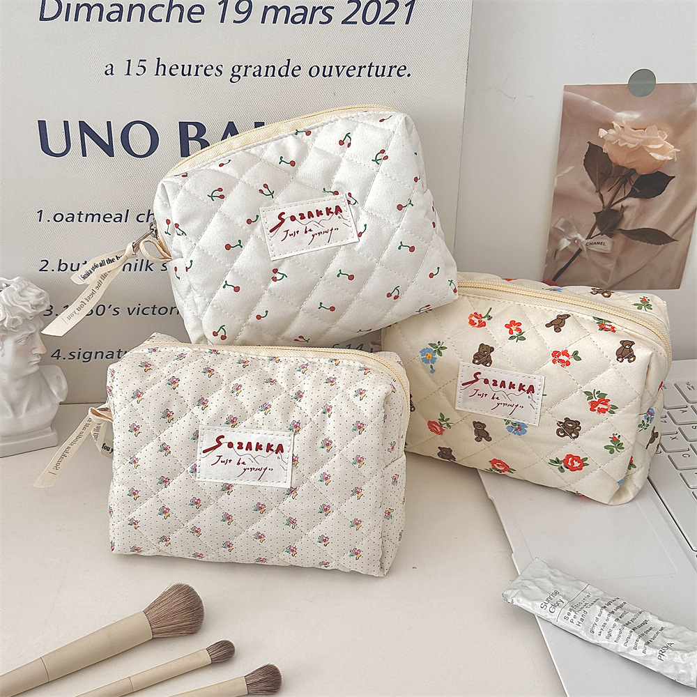 31291 Cute Floral Bear Makeup Bag for Women 2024 New Style Portable pen case Storage Bag Zipper Stationery bag Specification drawing