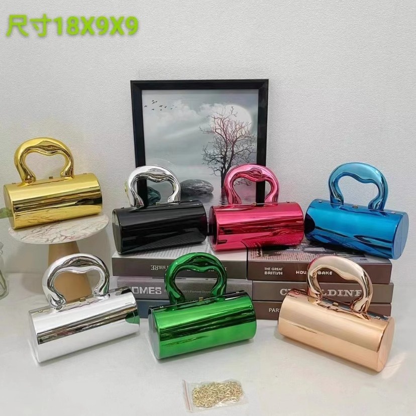 Candy-colored acrylic cylinder bag 2025 new style soft girl Instagram influencer personality shiny single-shoulder crossbody bag full figure