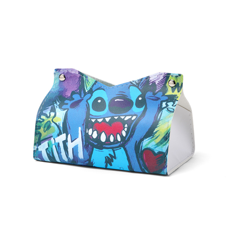 Graffiti Teddy tissue box, home living room car tissue box, leather paper tissue box, creative napkin storage new style Item Picture