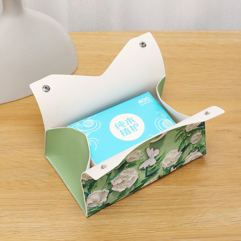 Oil painting light luxury style tissue box, living room storage paper box, toilet and dining room high appearance level, the same style of Internet celebrity tissue box details Picture