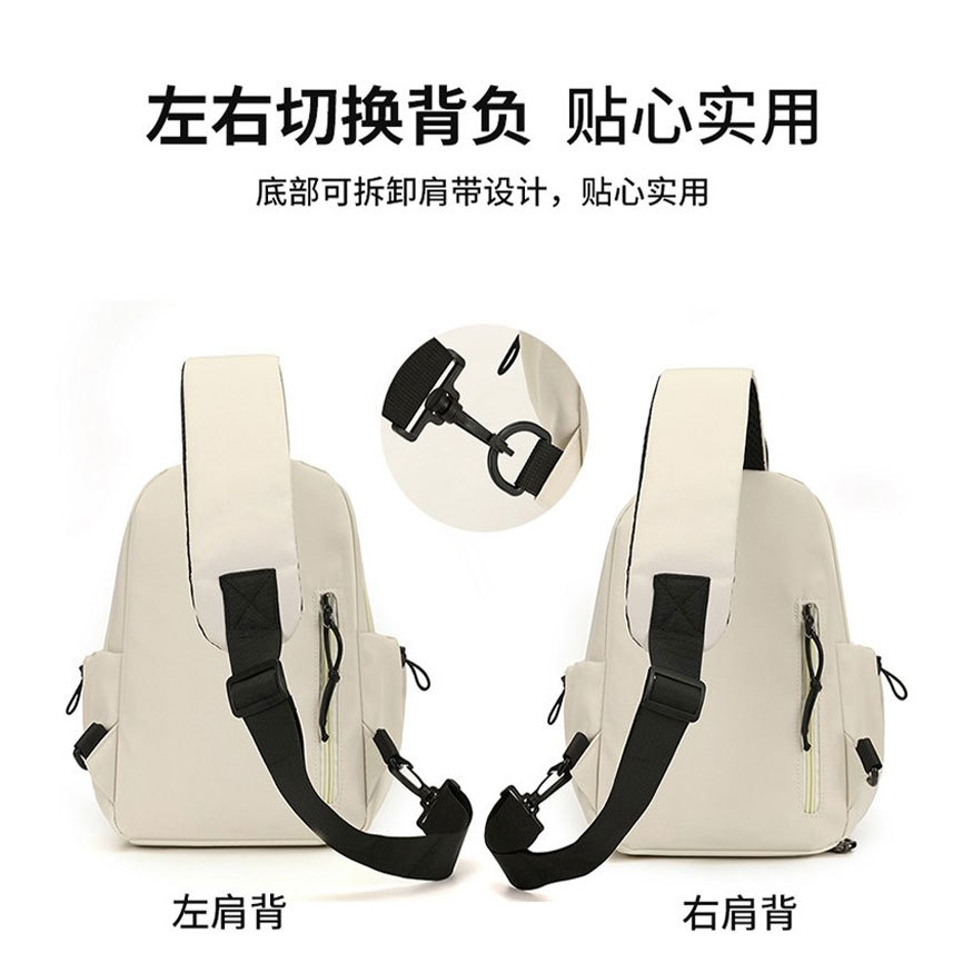 New cross-border crossbody single-shoulder bag, simple small backpack, casual large-capacity backpack, men's and women's chest bag, student single-shoulder bag details Picture