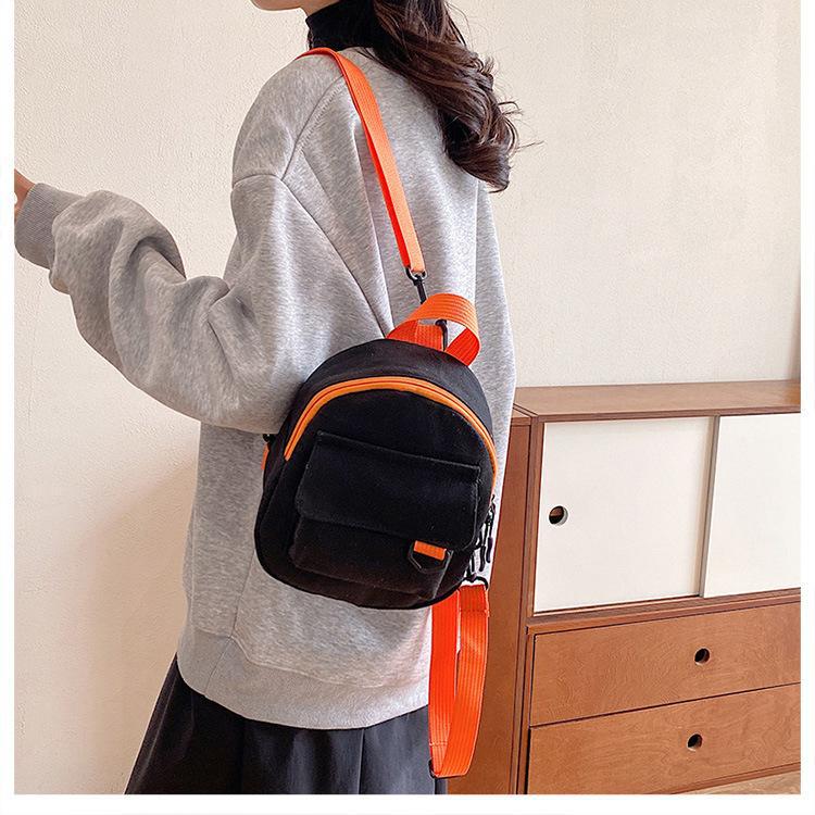 Korean-style casual, simple and retro solid-color Japanese-style canvas backpacks for women, student schoolbags, and a trend of women's commuting small backpacks undefined