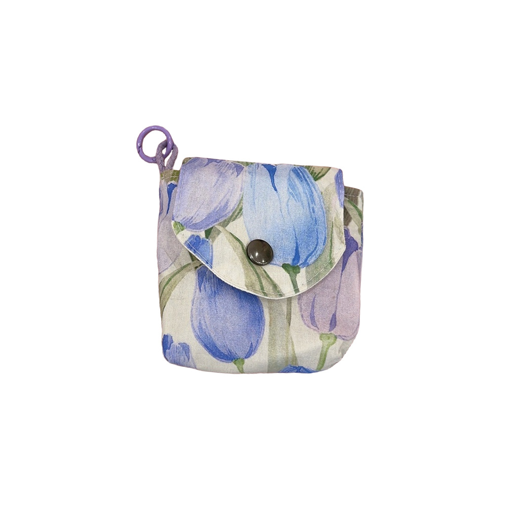 44113 Portable small mini storage bag, cute floral print portable student storage sanitary napkin bag storage bag Item Picture
