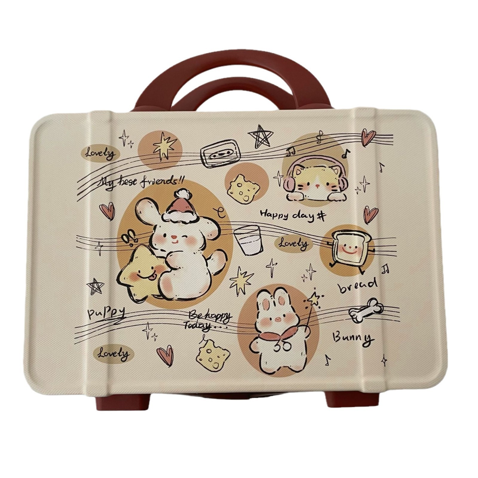Customizable printed cosmetic case, hand-held suitcase, women's retro 14-inch ins student storage bag, portable travel case Item Picture