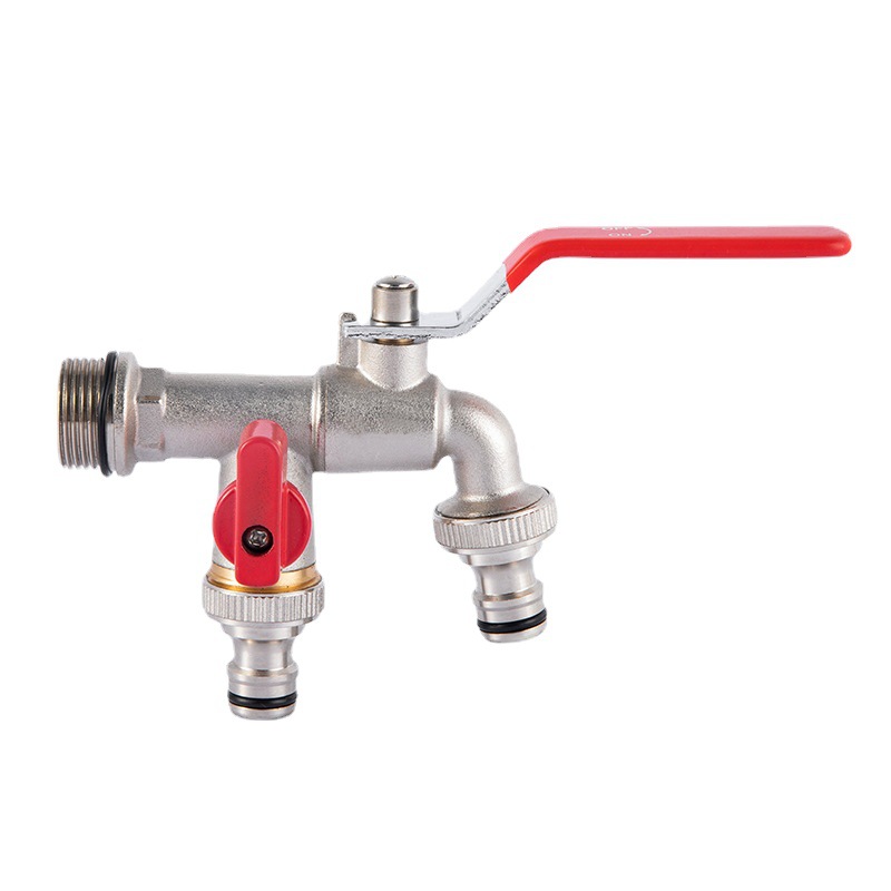 Cross-border exclusive faucet, all-copper, kitchen and garden, double-opening and double-control, brass, outdoor anti-freezing, household washing machine faucet Item Picture