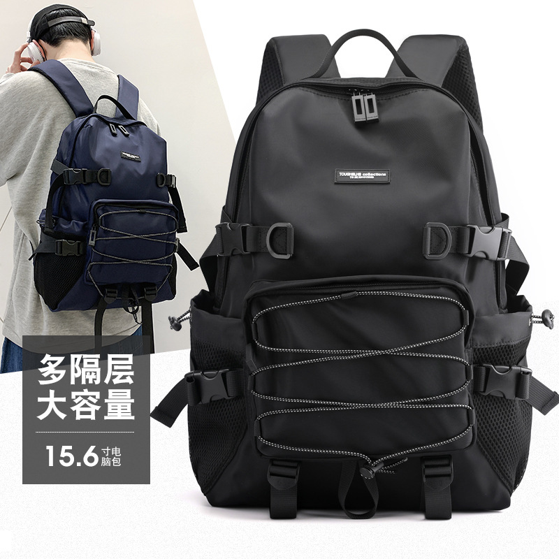 New Korean-style trendy backpack, fashionable and personalized travel backpack, large-capacity student schoolbag, outdoor anti-theft backpack full figure