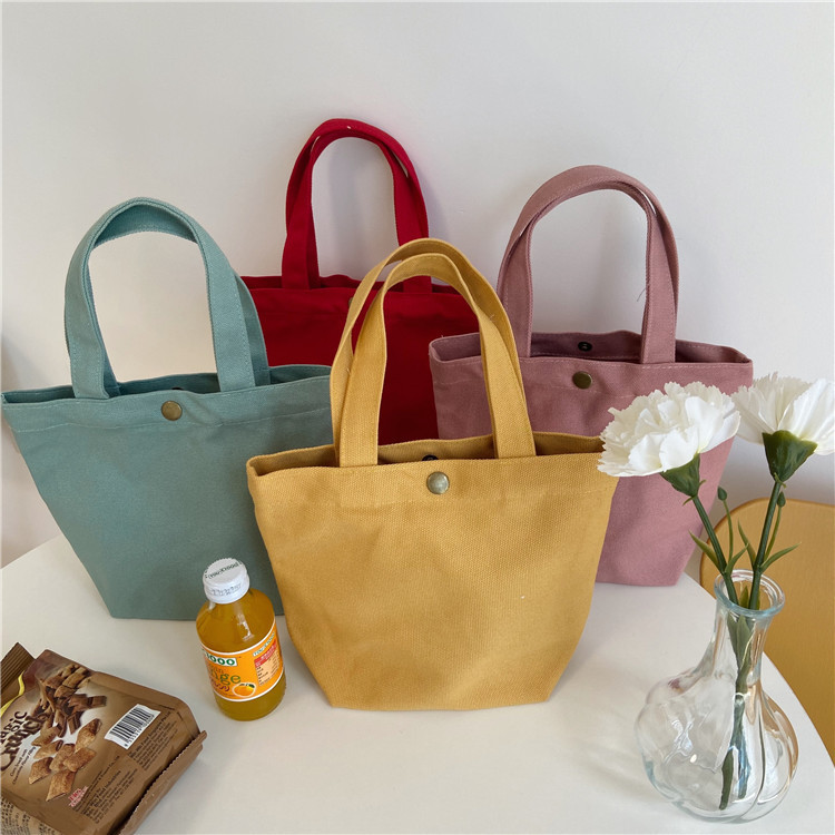 【 In Stock 】A04163 Korean hand-held canvas bag, simple lunch box bag, small cloth bag for work, hand-held lunch box bag details Picture
