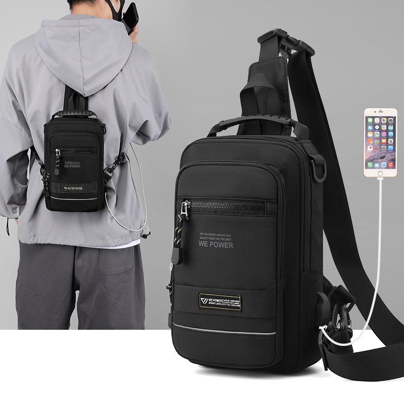 New men's chest bag, outdoor functional crossbody bag, European and American trend single-shoulder bag, multi-functional small backpack, cross-border exclusive supply full figure