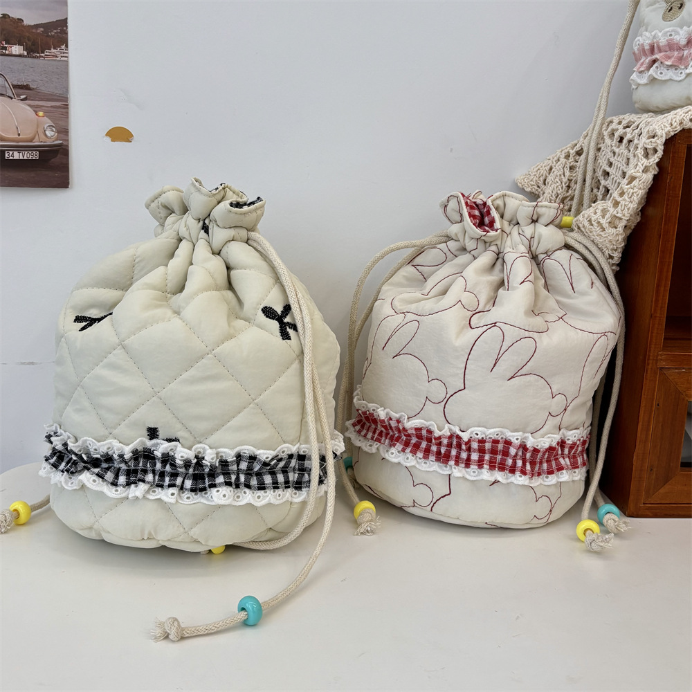 53102 Quilted cotton drawstring storage bag, Cosmetics drawstring bag, Travel portable accessories, coin purse, organizing bag Specification drawing