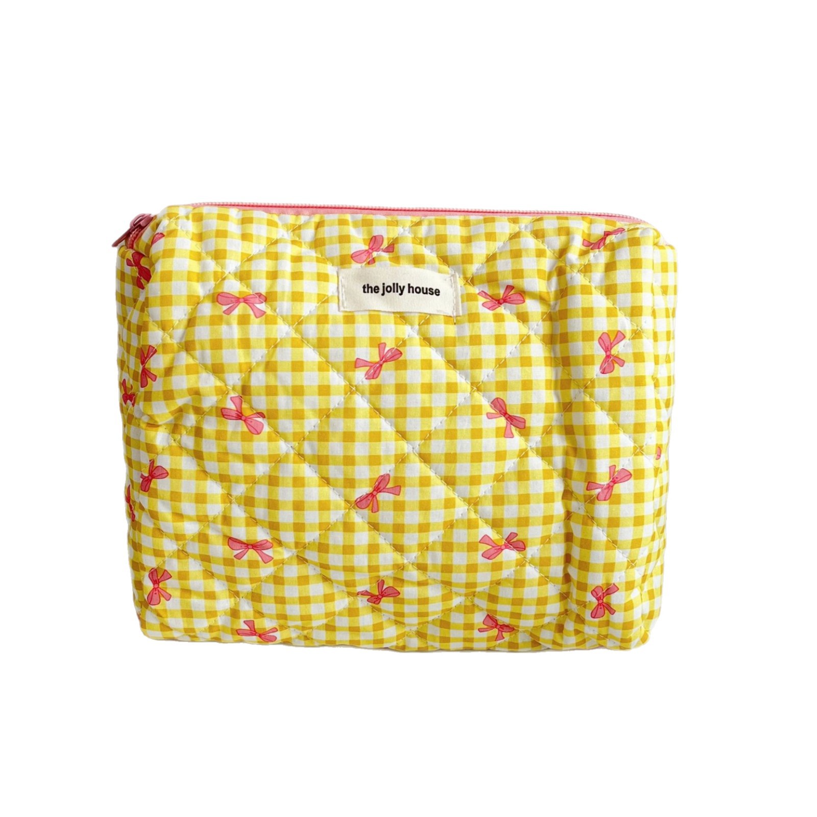 ins checkered bow makeup bag for women, large-capacity portable travel skincare storage bag, toiletry bag Item Picture