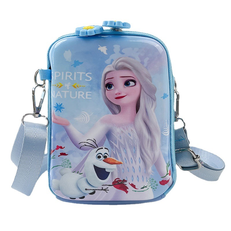 New 2024 Children's bags: Trendy and stylish girls' crossbody bag, cute ice and snow princess single-shoulder bag, baby mobile phone case Item Picture