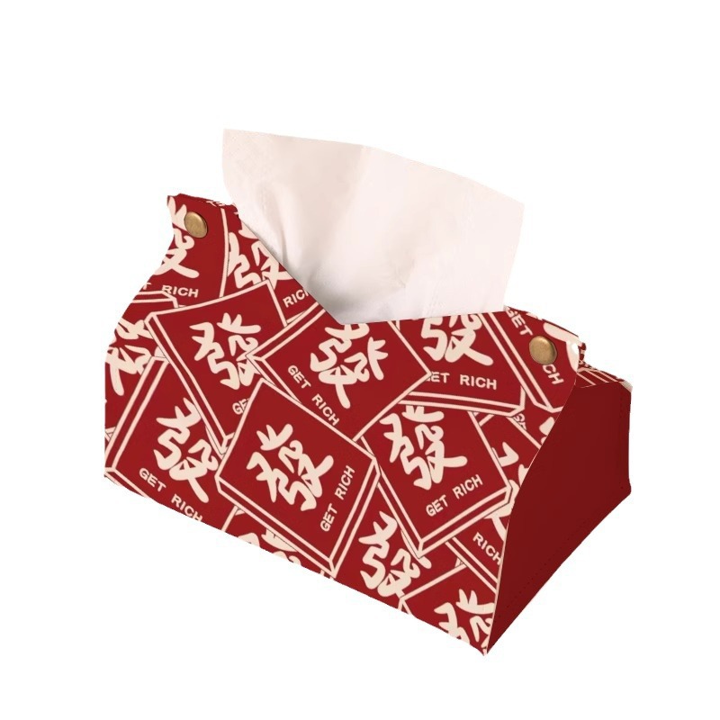 New national trend red mahjong tissue box, home living room tissue box, light luxury high-end tissue storage box, dining room Item Picture