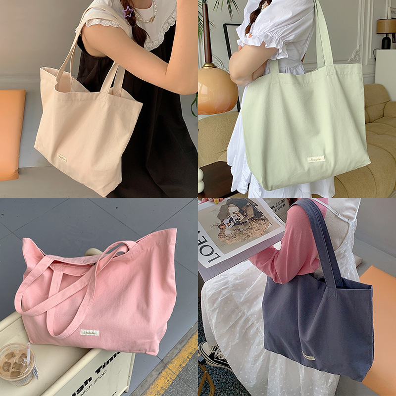 3742 New Tote bag, women's canvas bag, commuter bag, women's student shoulder bag, class bag, large capacity, solid color version full figure
