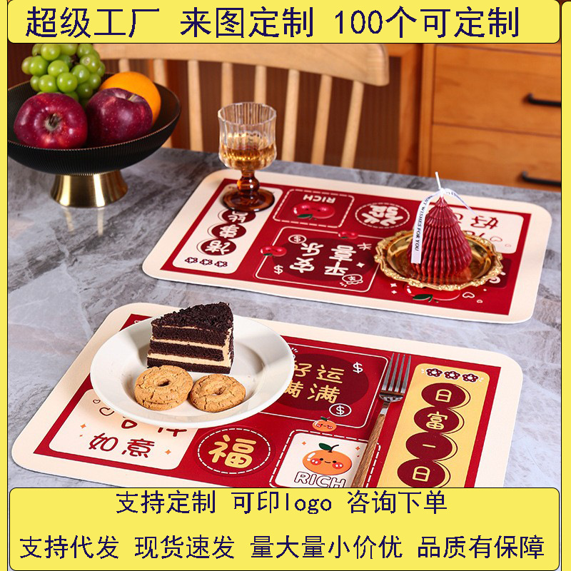 Cute heat insulation pads, festive dining table MATS, waterproof, oil-proof, self-cleaning, anti-slip bowl MATS, cup MATS, bar counter, desk, kitchen full figure