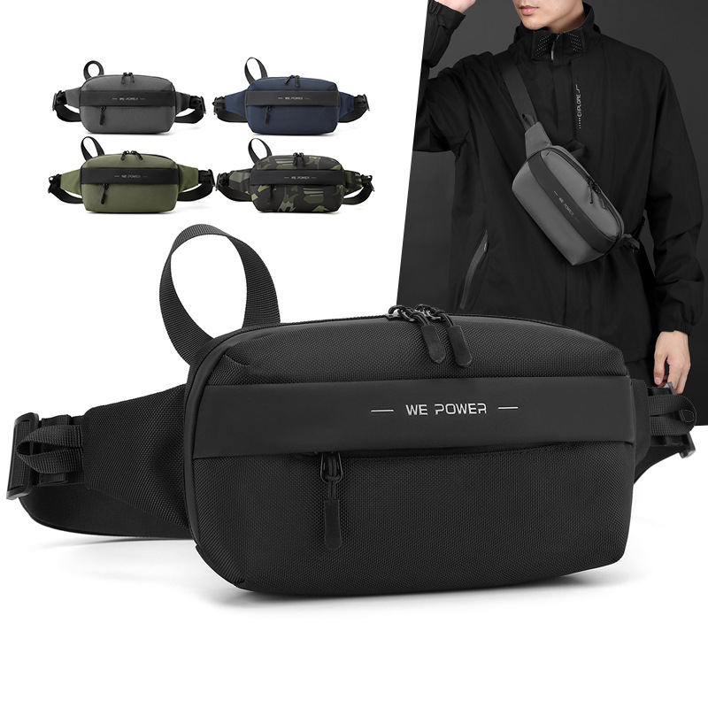 WEPOWER's new men's trendy chest bag, crossbody bag, outdoor travel waist bag, simple sports single-shoulder bag and small cross bag full figure