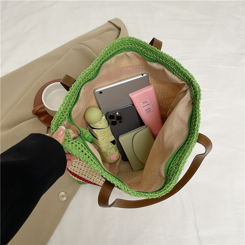 Wholesale of new straw woven bags for Spring 2025, large-capacity cross-border trendy and fashionable tote bags, casual commuting underarm bags Specification drawing