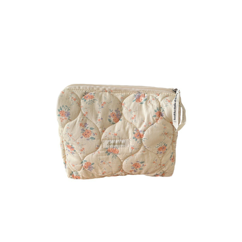 31081 ins Flower Soft Makeup Bag for Women, Portable large-capacity cosmetics and sundries storage bag, clutch Item Picture