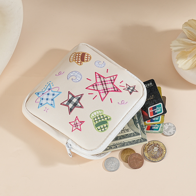 New sanitary napkin storage bag, monthly care small bag, student portable, cute girl canvas star storage bag details Picture