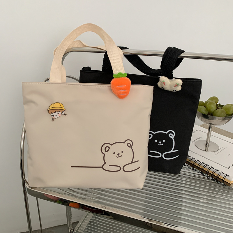 Japanese-style canvas bag, small handbag, casual and fashionable handbag, shoulder bag, light and convenient for going out, women's bag, small student shoulder bag Specification drawing