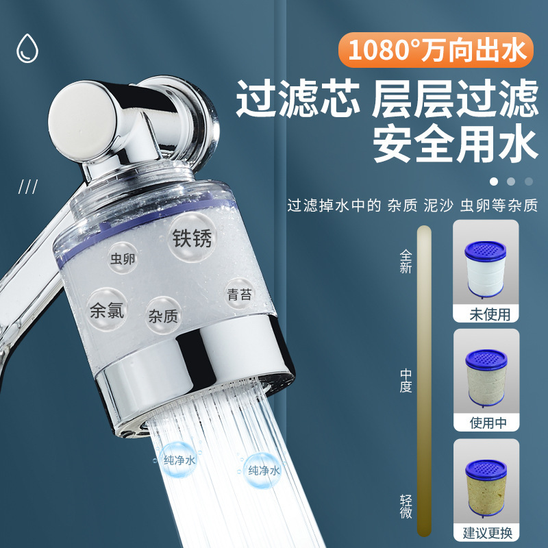 Faucet mechanical arm, spout, universal splash-proof head, 1080-degree rotating splash-proof washbasin, rotating extender, bubble maker Specification drawing