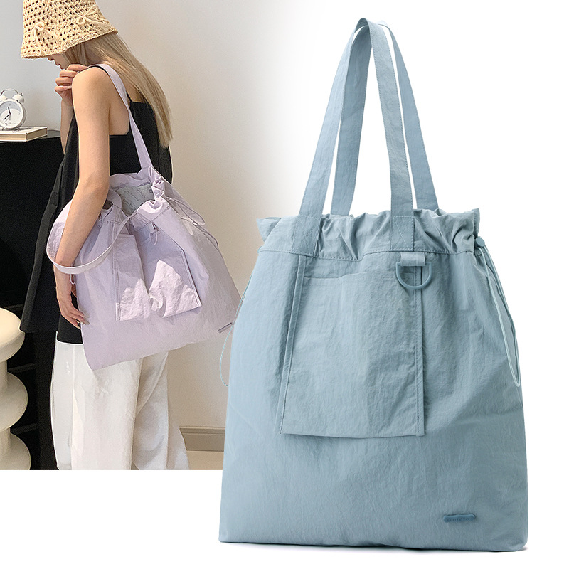 New lightweight, large-capacity, versatile, casual and laid-back Korean-style solid-color women's bag, nylon fabric single-shoulder underarm tote bag full figure