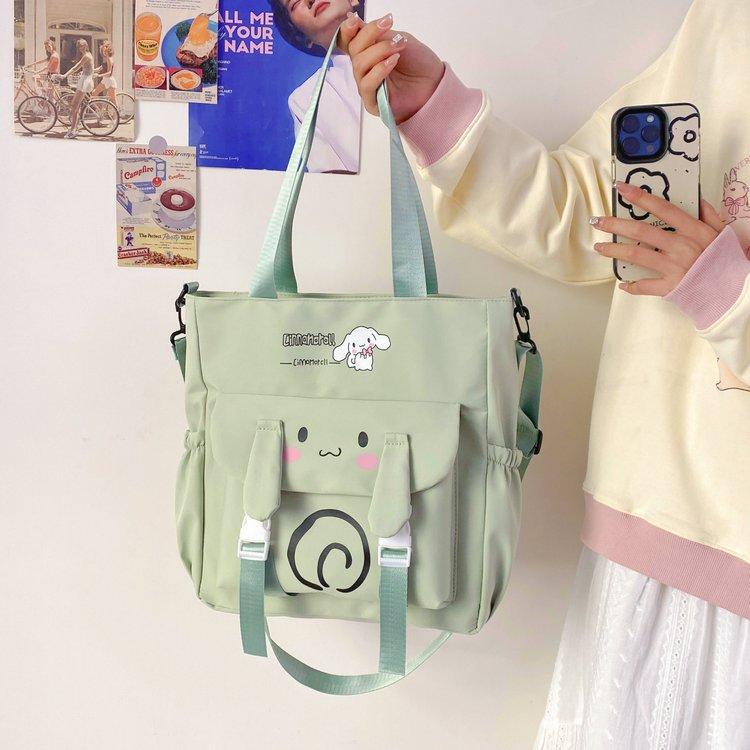 Foreign trade women's bag, large capacity bucket bag, 2024 new style nylon fabric cute cartoon dog shoulder bag, crossbody bag undefined