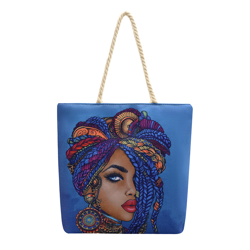 Cross-border fashion single-sided printed tote bags for women, creative women, thick rope, versatile, large-capacity beach bags, single-shoulder bags wholesale Item Picture