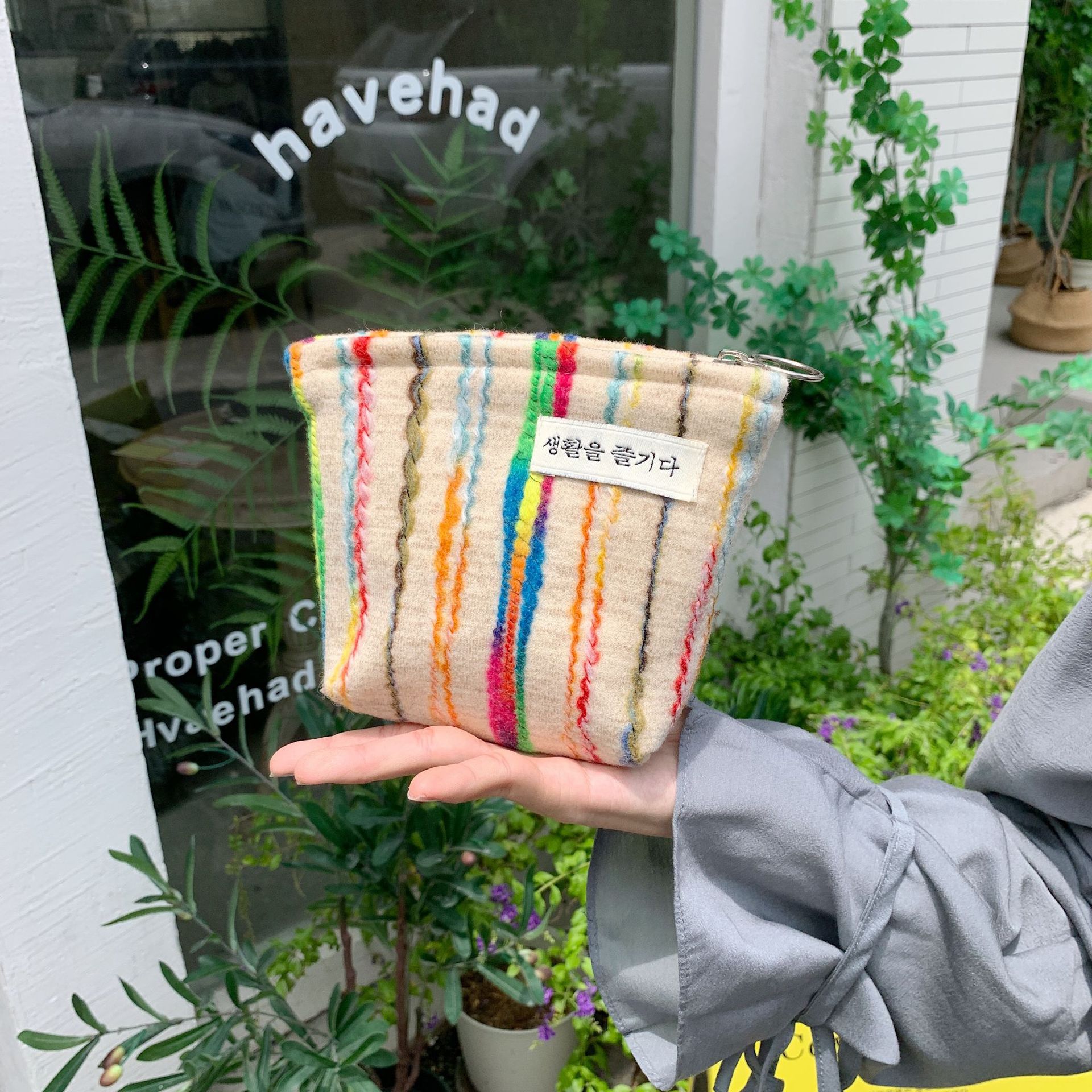 28131 InS-style color-blocking makeup bag, storage and organization bag for miscellaneous items, cute and easy to hold together, ladies' pocket money bag Specification drawing